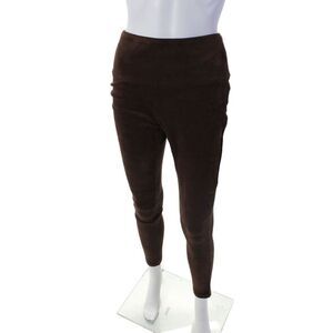 JMCL Womens Soft Textured Skinny Leg High Waisted Slide On Pants Brown Size S